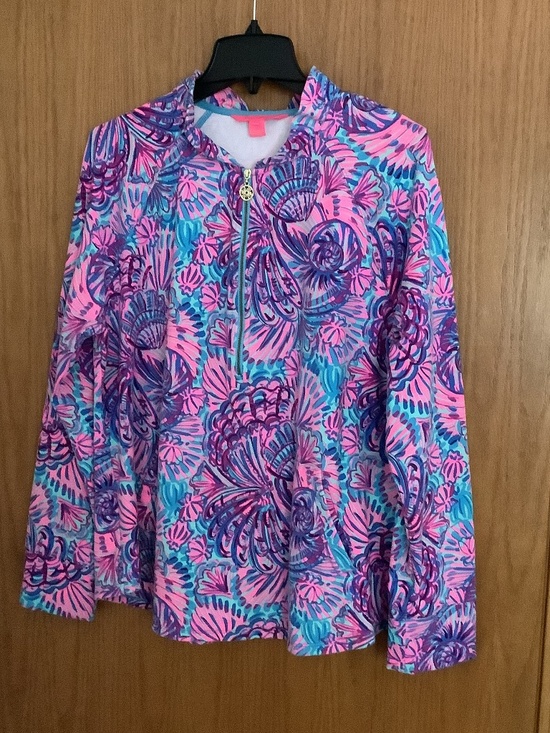 Lilly Pulitzer Tops - Lilly Pulitzer Skipper Ruffle Popover in Turquoise Oasis Shelleidoscope Sz XL